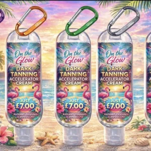 SALE !! On The Glow Keyring - Desirably Dark Tanning Accelerator Cream